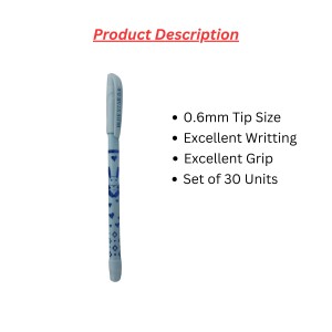 Hitech Sales Santo Ball pen set - 30 Blue pens with comfortable grip | Blue ball pens for Writting | Pen for students & Office Stationery | 0.6mm Tip Size