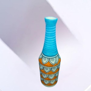 Handcrafted Ceramic Vase with Floral Pattern – Decorative Flower Vase for Living Room & Tabletop Décor (only Pot)
