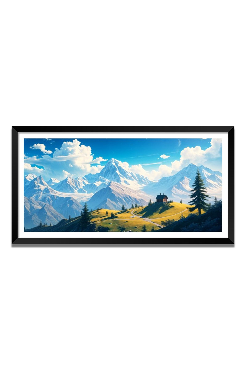 Nature Landscape Floating Frame Scenery Digital Print - (I5775) - 24x36 inch Modern Nature Wall Art for Living Room, Bedroom, Office, Hotels, Drawing Room