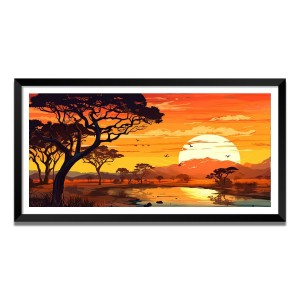 Nature Landscape Floating Frame Scenery Digital Print - (I5574) - 12x24 inch Modern Nature Wall Art for Living Room, Bedroom, Office, Hotels, Drawing Room