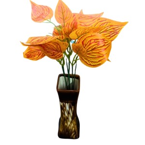 Decorative Handcrafted Glass Flower Vase for Home & Office Décor | Modern Tall Tabletop Vase for Living Room, Bedroom & Gift (Brownish)