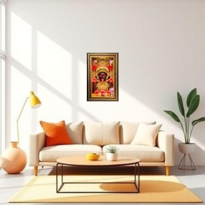 Ma Kali Matha Digital Golden Balck Color Photo Frame | Hindu Religious Wall Decor | 16x22 Inches - Inspirational Wall Art For Office, Home Decor - Ideal Spiritual Gift (F16890)