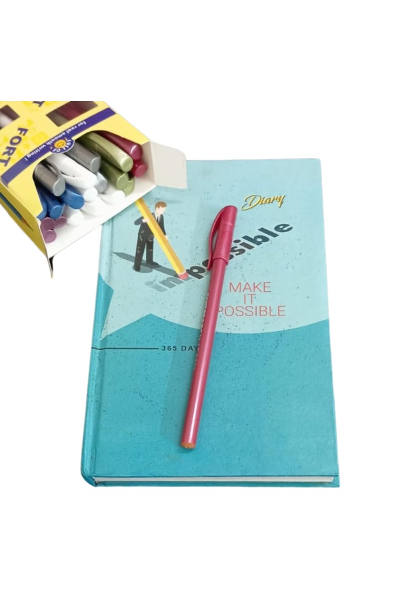 Combo of Exclusive Diary, Fort Ball Pen Box, Coffee Mug, Metal Pen Holder, Stapler & Pins (Office Combo/Writing Combo)