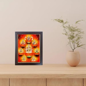 Hitech Sales Ashtalakshmi, Astha Laxmi Photo Frame for Pooja Room, Temple Decor, Home Decoration and Gift (Wall and Tabletop, Rectangular, Polystyrene Frame, Printed Photo, 24 x 29 cm, Black)
