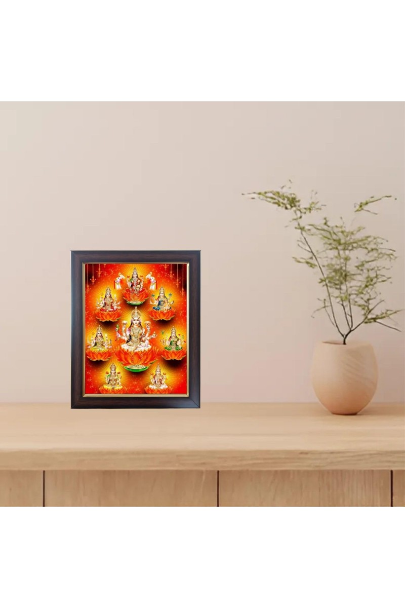 Hitech Sales Ashtalakshmi, Astha Laxmi Photo Frame for Pooja Room, Temple Decor, Home Decoration and Gift (Wall and Tabletop, Rectangular, Polystyrene Frame, Printed Photo, 24 x 29 cm, Black)