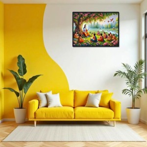 Lord Krishna Laminated Photo - 7x9 Inches, Divine Blessings For Home & Office And Temple Decoration (F16065)
