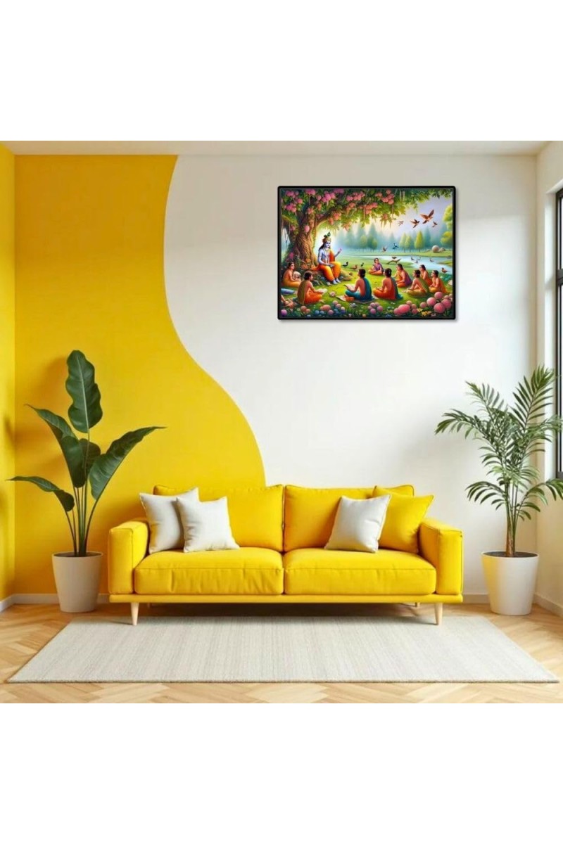 Lord Krishna Laminated Photo - 7x9 Inches, Divine Blessings For Home & Office And Temple Decoration (F16065)