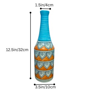Handcrafted Ceramic Vase with Floral Pattern – Decorative Flower Vase for Living Room & Tabletop Décor (only Pot)