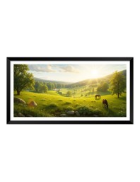 Nature Landscape Floating Frame Scenery Digital Print - (I5886) - 12x24 inch Modern Nature Wall Art for Living Room, Bedroom, Office, Hotels, Drawing Room