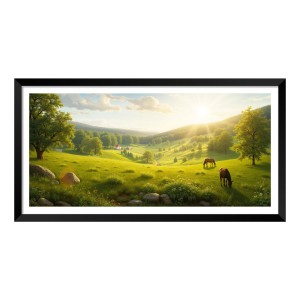 Nature Landscape Floating Frame Scenery Digital Print - (I5886) - 12x24 inch Modern Nature Wall Art for Living Room, Bedroom, Office, Hotels, Drawing Room