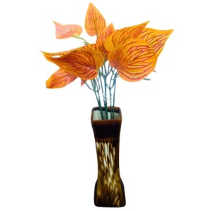 Decorative Handcrafted Glass Flower Vase for Home & Office Décor | Modern Tall Tabletop Vase for Living Room, Bedroom & Gift (Brownish)