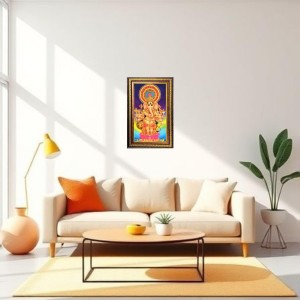 Lord Ganesha Digital Golden Balck Color Photo Frame | Hindu Religious Wall Decor | 14x20 Inches - Inspirational Wall Art For Office, Home Decor - Ideal Spiritual Gift (F16502)