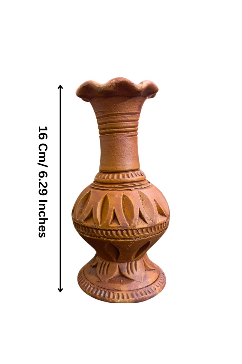 Handcrafted Terracotta Flower Vase – Traditional Earthen Decorative Pot for Home & Office Décor (7 x 3 Inches)