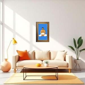 Sri Sri Thakur Anukul Digital Golden Balck Color Photo Frame | Hindu Religious Wall Decor | 10x16 Inches - Inspirational Wall Art For Office, Home Decor - Ideal Spiritual Gift (F16673)