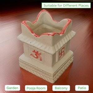 Elegant Ceramic Tulsi Mandir for Home & Office | Handcrafted Pooja Stand | Ideal for Daily Worship & Festive Decor
