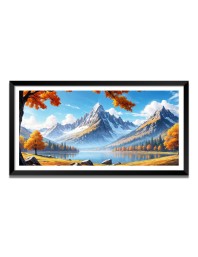 Nature Landscape Floating Frame Scenery Digital Print - (I5648) - 24x48 inch Modern Nature Wall Art for Living Room, Bedroom, Office, Hotels, Drawing Room