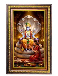 Lord Vishnu Digital Golden Balck Color Photo Frame | Hindu Religious Wall Decor | 12x18 Inches - Inspirational Wall Art For Office, Home Decor - Ideal Spiritual Gift (F16879)