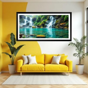 Nature Landscape Floating Frame Scenery Digital Print - (I5577) - 24x48 inch Modern Nature Wall Art for Living Room, Bedroom, Office, Hotels, Drawing Room
