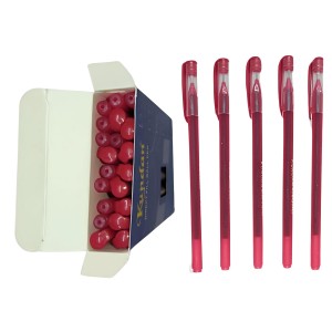 Kundan Df Pen | Ball Pen Box Pack | Slim & Red Color Body Pens Easy to hold | Pack of 1, P-20, INK Colour - Red | Smooth Writing use for Study, Office Work