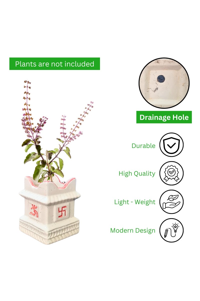 Elegant Ceramic Tulsi Mandir for Home & Office | Handcrafted Pooja Stand | Ideal for Daily Worship & Festive Decor