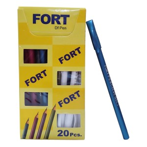 HiTechMart Fort Df Pen | Tip size -0.5 mm, Ball Pen Box Pack | Slim & Multi Color Body Pens Easy to hold | Pack of 1, P-20, INK Colour - Blue | Smooth Writing use for Study, Office Work