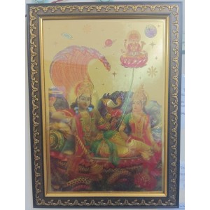 Hitech Sales Lord Padmanavi Swami with mata laxmi Light Weighted photo Frame Waterproof Acrylic 3d photo with Wooden Frames for Table, Temple Wall, Mandir, Gym, and Outdoor Spaces, Home Decor