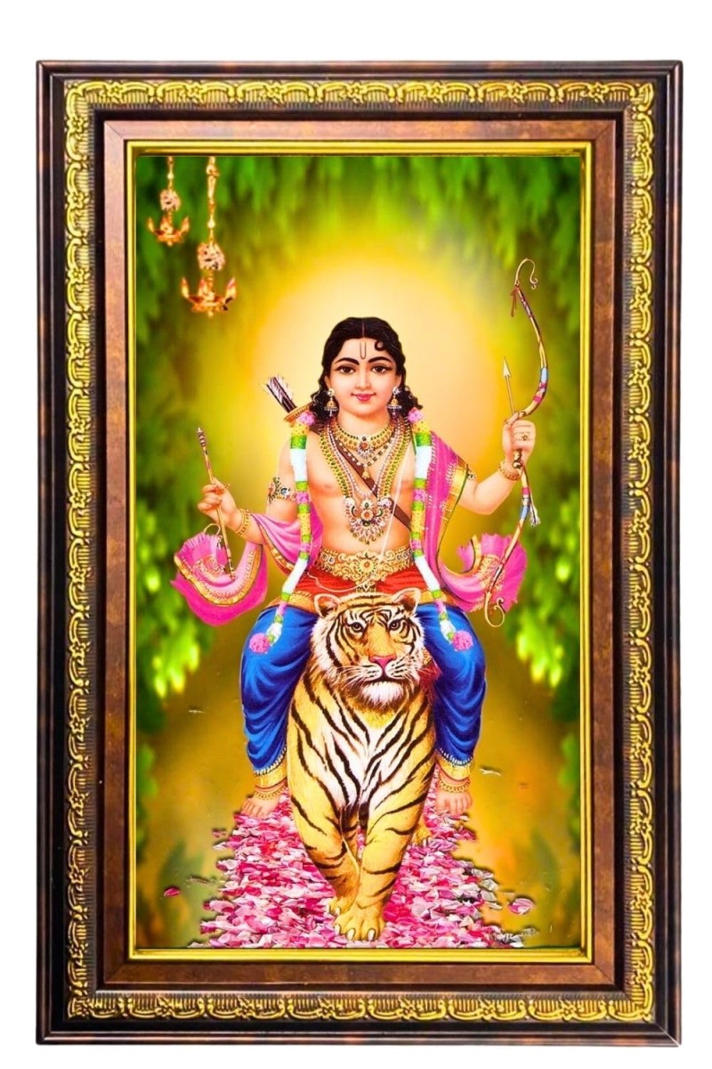 Lord Murugan Digital Golden Balck Color Photo Frame | Hindu Religious Wall Decor | 10x16 Inches - Inspirational Wall Art For Office, Home Decor - Ideal Spiritual Gift (F16727)