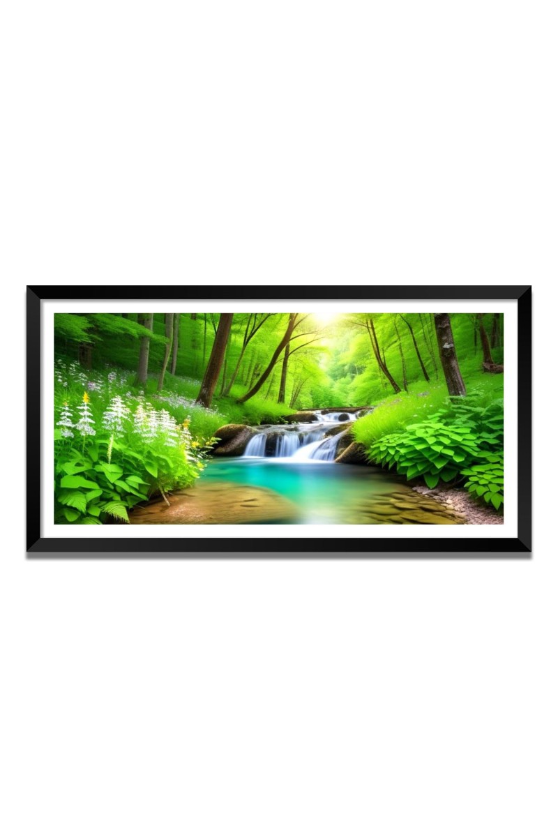 Nature Landscape Floating Frame Scenery Digital Print - (I5690) - 24x36 inch Modern Nature Wall Art for Living Room, Bedroom, Office, Hotels, Drawing Room