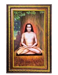 Mahavatar Babaji Maharaj Digital Golden Balck Color Photo Frame | Hindu Religious Wall Decor | 12x18 Inches - Inspirational Wall Art For Office, Home Decor - Ideal Spiritual Gift (F16935)