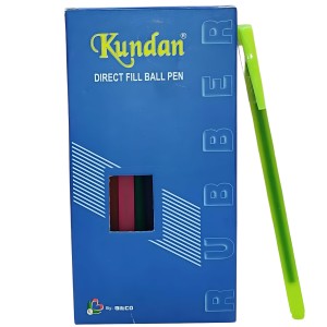 HiTechMart Kundan Df Pen Throw Scented Blue Ink | Ball Pen Box Pack | Slim & Multi Color Body Pens Easy to hold | Pack of 1, P-20 | Smooth Writing use for Study, Office Work