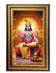 Lord Vishnu Digital Golden Balck Color Photo Frame | Hindu Religious Wall Decor | 16x22 Inches - Inspirational Wall Art For Office, Home Decor - Ideal Spiritual Gift (F16805)