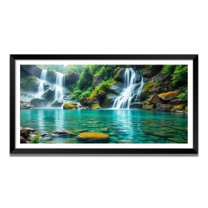 Nature Landscape Floating Frame Scenery Digital Print - (I5577) - 24x48 inch Modern Nature Wall Art for Living Room, Bedroom, Office, Hotels, Drawing Room