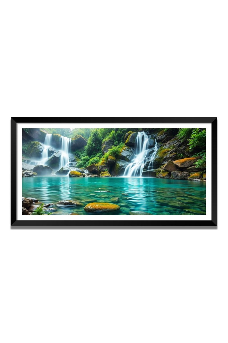 Nature Landscape Floating Frame Scenery Digital Print - (I5577) - 24x48 inch Modern Nature Wall Art for Living Room, Bedroom, Office, Hotels, Drawing Room