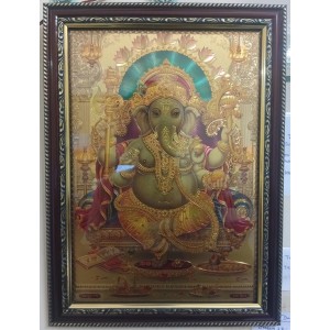 Hitech Sales Lord Sri Ganesha Light Weighted photo Frame Waterproof Acrylic 3d photo with Wooden Frames for Table, Temple Wall, Mandir, Gym, and Outdoor Spaces, Home Decor