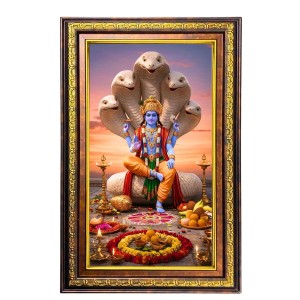 Lord Vishnu Digital Golden Balck Color Photo Frame | Hindu Religious Wall Decor | 16x22 Inches - Inspirational Wall Art For Office, Home Decor - Ideal Spiritual Gift (F16867)