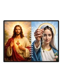 Jesus Christ - Our Lady Of Rosary Laminated Photo - 13x15 Inches, Divine Blessings For Home & Office And Temple Decoration (F16280)