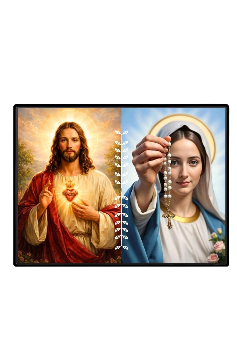 Jesus Christ - Our Lady Of Rosary Laminated Photo - 13x15 Inches, Divine Blessings For Home & Office And Temple Decoration (F16280)