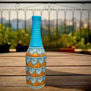 Handcrafted Ceramic Vase with Floral Pattern – Decorative Flower Vase for Living Room & Tabletop Décor (only Pot)