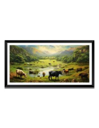 Nature Landscape Floating Frame Scenery Digital Print - (I5626) - 12x24 inch Modern Nature Wall Art for Living Room, Bedroom, Office, Hotels, Drawing Room