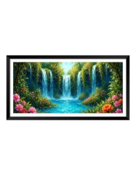 Nature Landscape Floating Frame Scenery Digital Print - (I5905) - 18x36 inch Modern Nature Wall Art for Living Room, Bedroom, Office, Hotels, Drawing Room