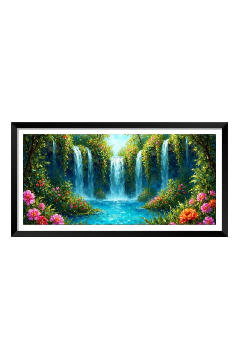 Nature Landscape Floating Frame Scenery Digital Print - (I5905) - 18x36 inch Modern Nature Wall Art for Living Room, Bedroom, Office, Hotels, Drawing Room