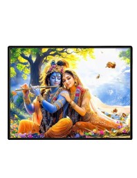 Lord RadhaKrishna Laminated Photo - 7x9 Inches, Divine Blessings For Home & Office And Temple Decoration (F16085)