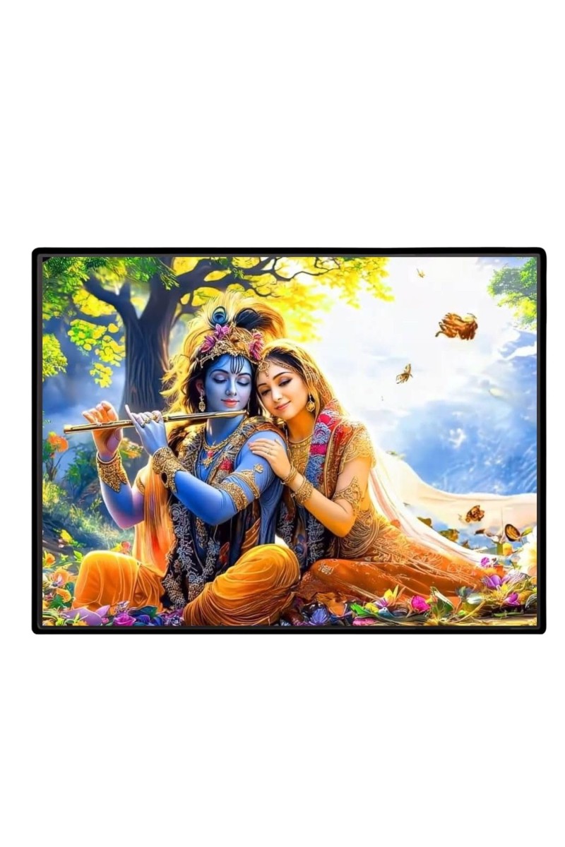 Lord RadhaKrishna Laminated Photo - 7x9 Inches, Divine Blessings For Home & Office And Temple Decoration (F16085)