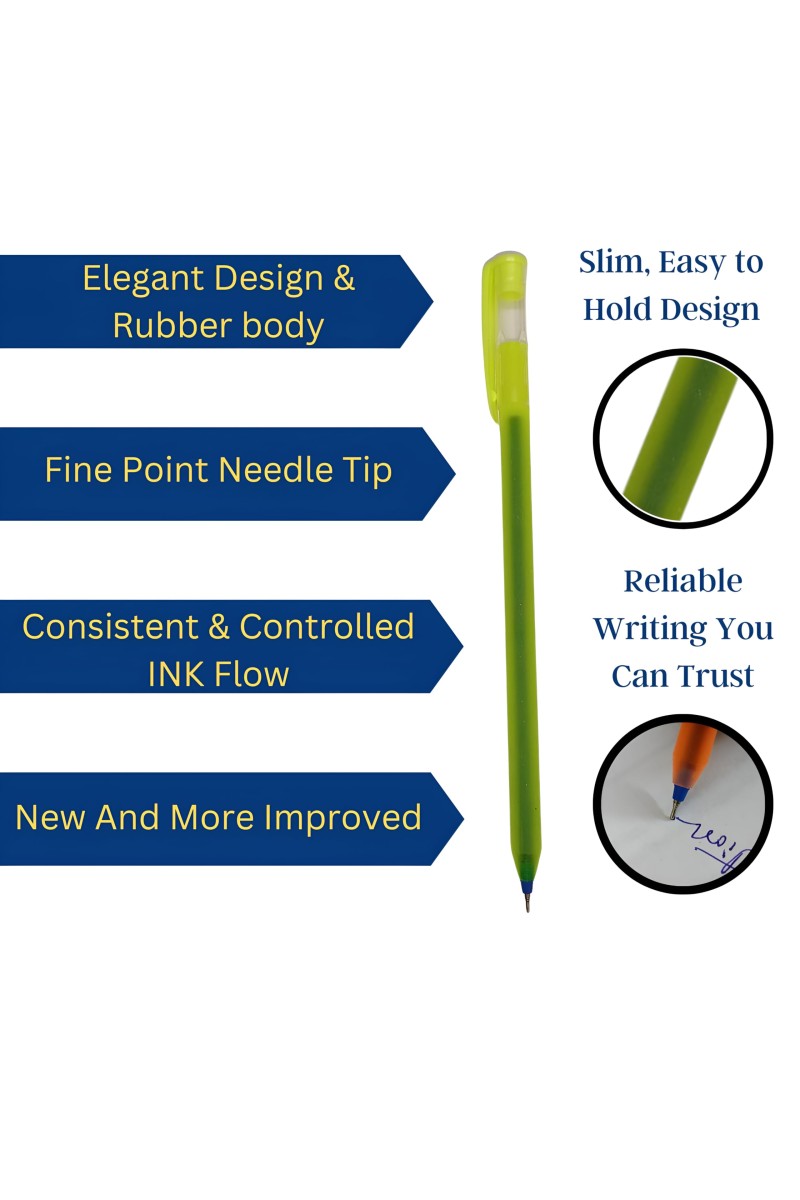 HiTechMart Kundan Df Pen Throw Scented Blue Ink | Ball Pen Box Pack | Slim & Multi Color Body Pens Easy to hold | Pack of 1, P-20 | Smooth Writing use for Study, Office Work