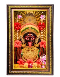 Ma Kali Matha Digital Golden Balck Color Photo Frame | Hindu Religious Wall Decor | 16x22 Inches - Inspirational Wall Art For Office, Home Decor - Ideal Spiritual Gift (F16890)