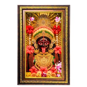 Ma Kali Matha Digital Golden Balck Color Photo Frame | Hindu Religious Wall Decor | 16x22 Inches - Inspirational Wall Art For Office, Home Decor - Ideal Spiritual Gift (F16890)