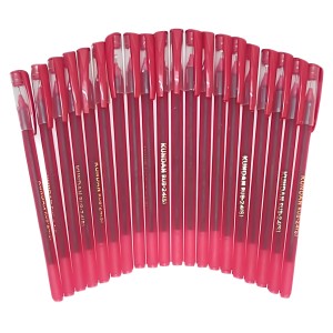Kundan Df Pen | Ball Pen Box Pack | Slim & Red Color Body Pens Easy to hold | Pack of 1, P-20, INK Colour - Red | Smooth Writing use for Study, Office Work