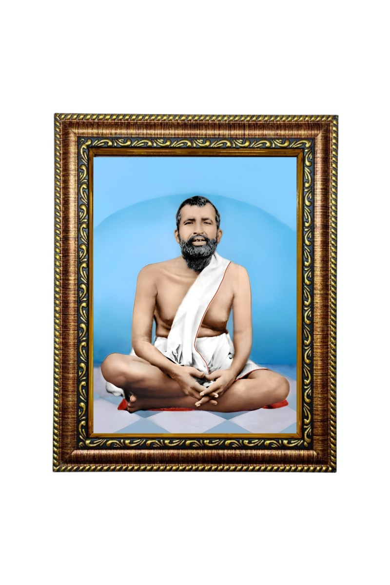 HiTech Sales Sri Sri Ramakrishna Paramahamsadeb Painting for Living Room, Home Decor, Bedroom, Office with PVC Frame & Front Face - Glass (10 x 8 in)