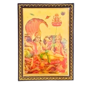 Hitech Sales Lord Padmanavi Swami with mata laxmi Light Weighted photo Frame Waterproof Acrylic 3d photo with Wooden Frames for Table, Temple Wall, Mandir, Gym, and Outdoor Spaces, Home Decor