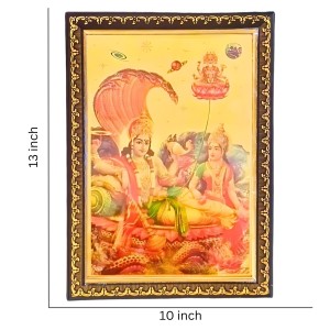 Hitech Sales Lord Padmanavi Swami with mata laxmi Light Weighted photo Frame Waterproof Acrylic 3d photo with Wooden Frames for Table, Temple Wall, Mandir, Gym, and Outdoor Spaces, Home Decor
